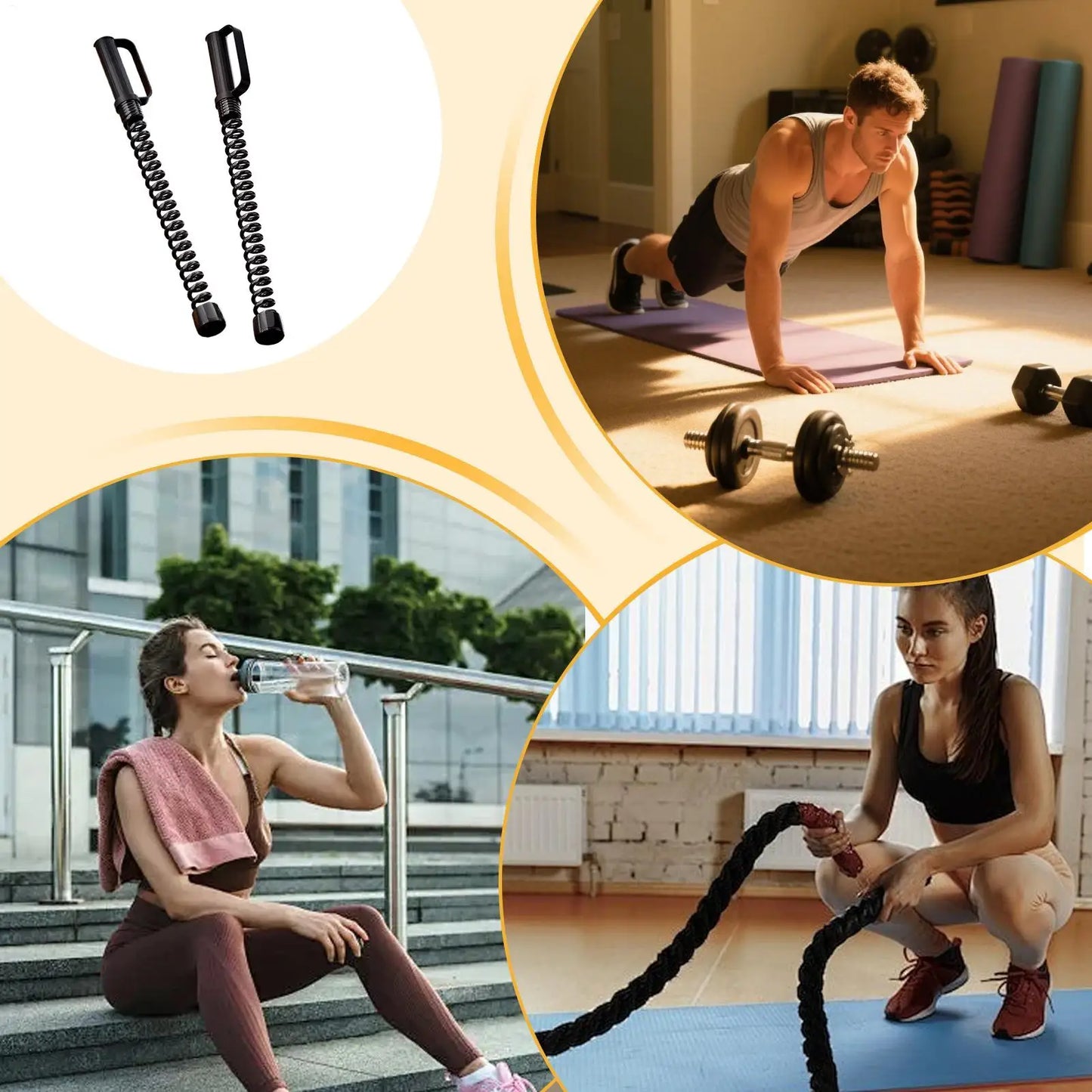 2pcs Cordless Battle Rope Multifunctional Power Training System Arm Strength Home Gym Equipment For Full Body Workout Unisex